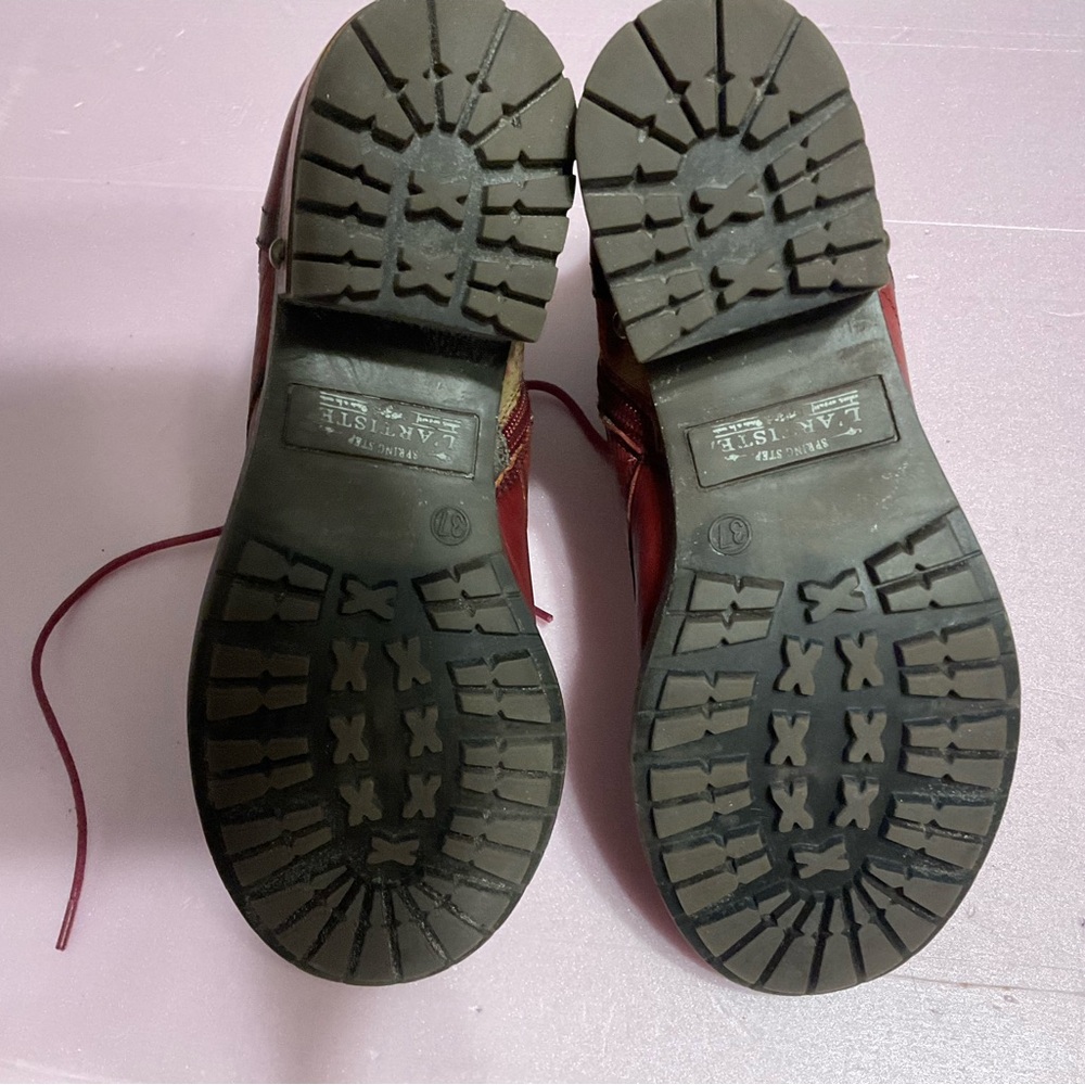 L’ARTISTE Spring Step Red floral Lace-Up/side zip Ankle Boots Sz 37/7 - Picture 6 of 11